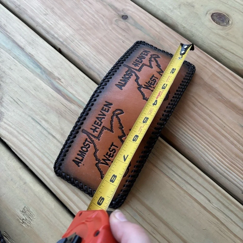 Vintage West Virginia Leather Wallet Bi Fold Whipstitch Hand Tooled Almost Home